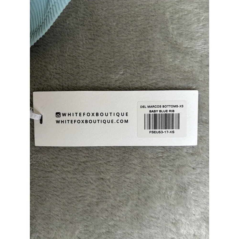 White Fox NWT Blue Swim Ribbed Palm Springs Bikini Top Del Marcos Bottom XS - Picture 6 of 7